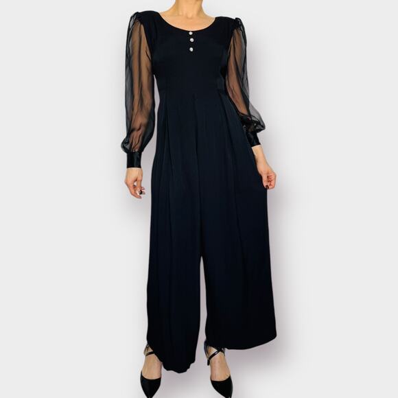 90s Jeffery & Dara Black Jump Suit - Picture 1 of 8